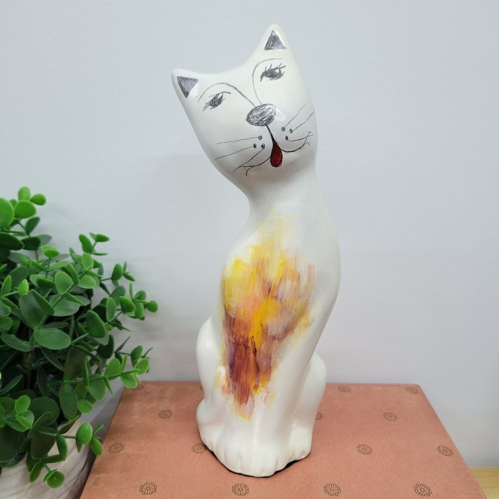 Long Neck Vintage Whimsical Cat Statue Figurine - Picture 5 of 12